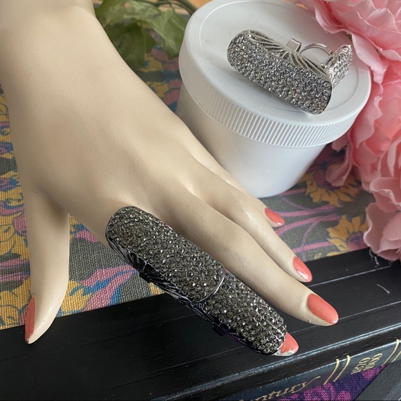 Chunky Rhinestone Double Ring - Picture 3 of 4